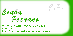 csaba petracs business card